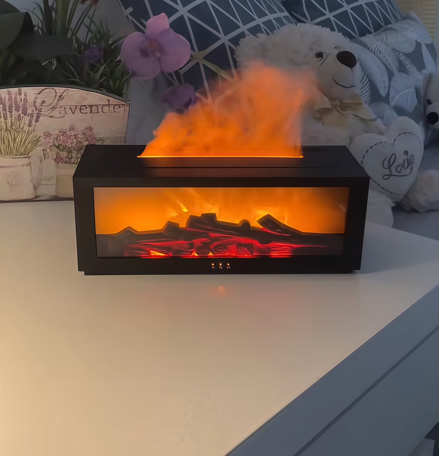 Difusor y humidificador de aroma con efecto llama 3D